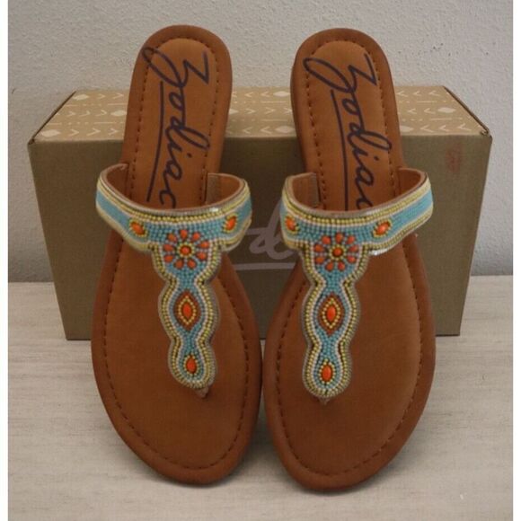 Zodiac I0324S2 Women's Sz 11 Orange Multi Yves Beaded Flat Sandals $80 - Picture 2 of 9